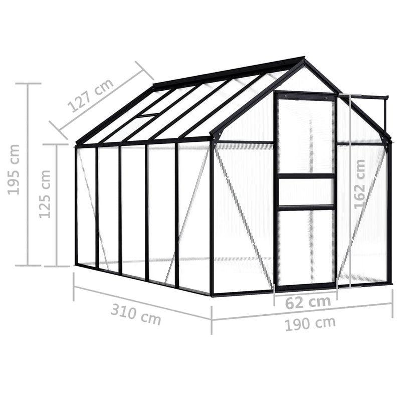 vidaXL Greenhouse Anthracite Aluminium 5.89 m²