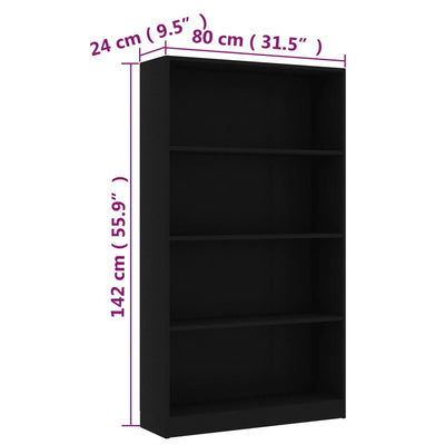vidaXL 4-Tier Book Cabinet Sonoma Oak 80x24x142 cm Engineered Wood