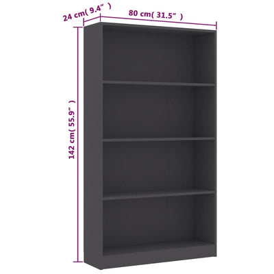 vidaXL 4-Tier Book Cabinet Sonoma Oak 80x24x142 cm Engineered Wood