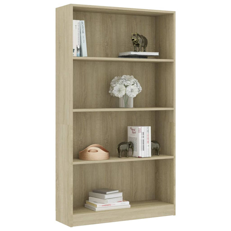 vidaXL 4-Tier Book Cabinet Sonoma Oak 80x24x142 cm Engineered Wood