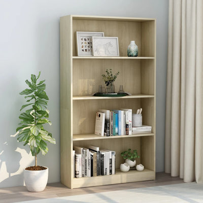vidaXL 4-Tier Book Cabinet Sonoma Oak 80x24x142 cm Engineered Wood