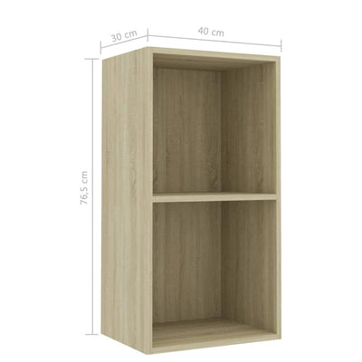 vidaXL 2-Tier Book Cabinet Sonoma Oak 40x30x76.5 cm Engineered Wood