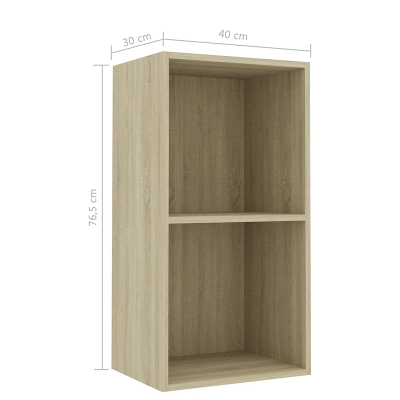 vidaXL 2-Tier Book Cabinet Sonoma Oak 40x30x76.5 cm Engineered Wood
