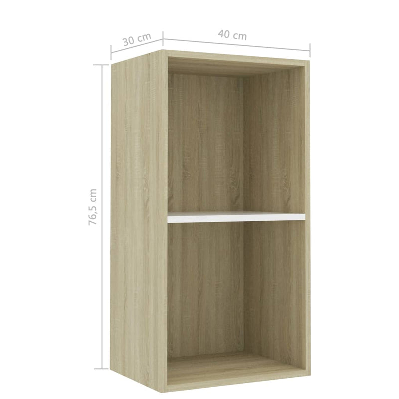 vidaXL 2-Tier Book Cabinet Sonoma Oak 40x30x76.5 cm Engineered Wood