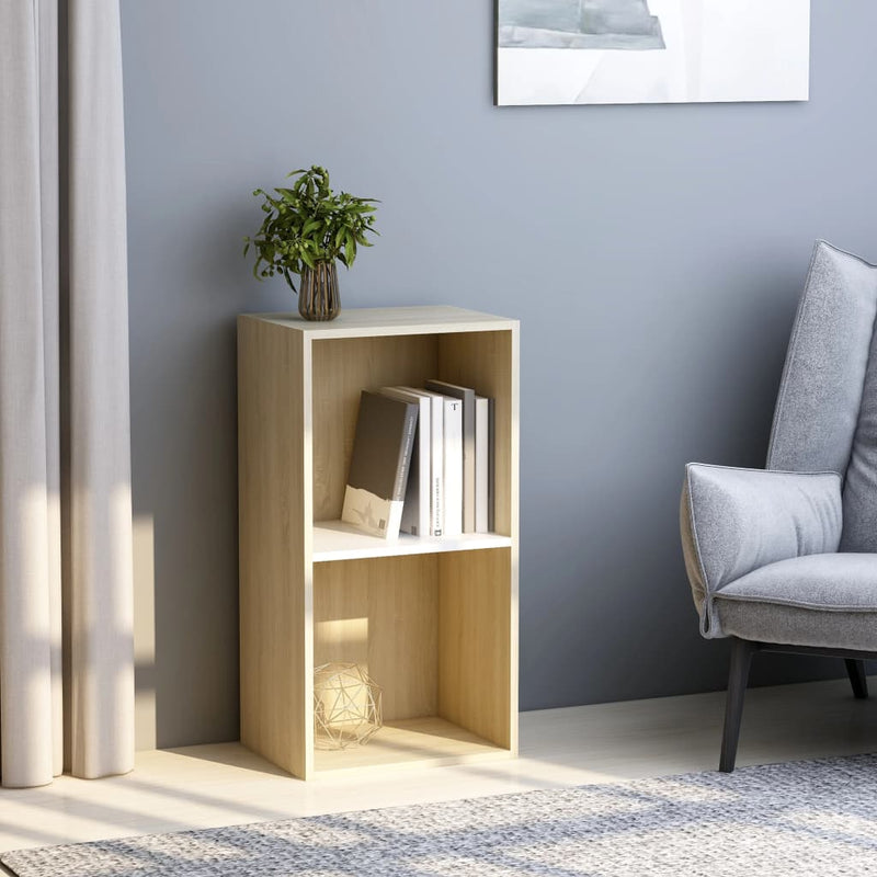 vidaXL 2-Tier Book Cabinet Sonoma Oak 40x30x76.5 cm Engineered Wood