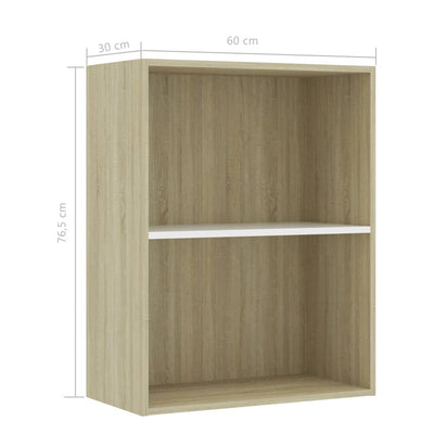 vidaXL 2-Tier Book Cabinet Sonoma Oak 40x30x76.5 cm Engineered Wood