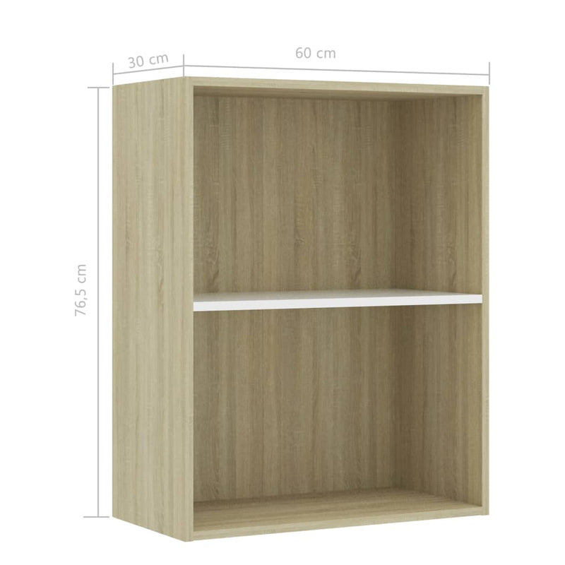 vidaXL 2-Tier Book Cabinet Sonoma Oak 40x30x76.5 cm Engineered Wood