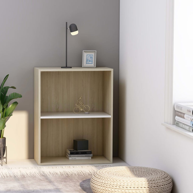 vidaXL 2-Tier Book Cabinet Sonoma Oak 40x30x76.5 cm Engineered Wood