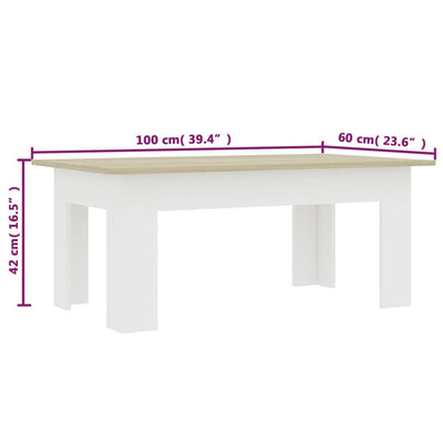 vidaXL Coffee Table Sonoma Oak 100x60x42 cm Engineered Wood