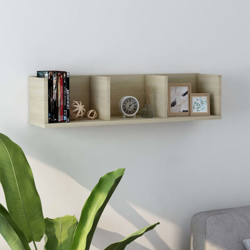 vidaXL CD Wall Shelf Sonoma Oak 75x18x18 cm Engineered Wood