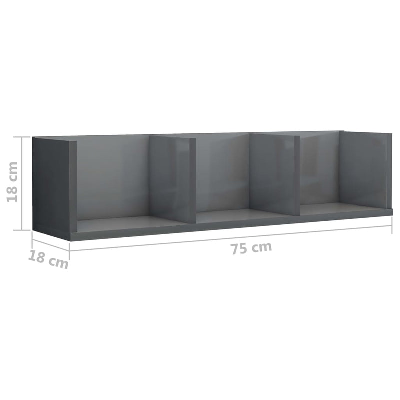 vidaXL CD Wall Shelf Sonoma Oak 75x18x18 cm Engineered Wood