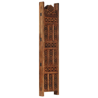vidaXL Hand carved 4-Panel Room Divider Brown 160x165 cm Solid Mango Wood