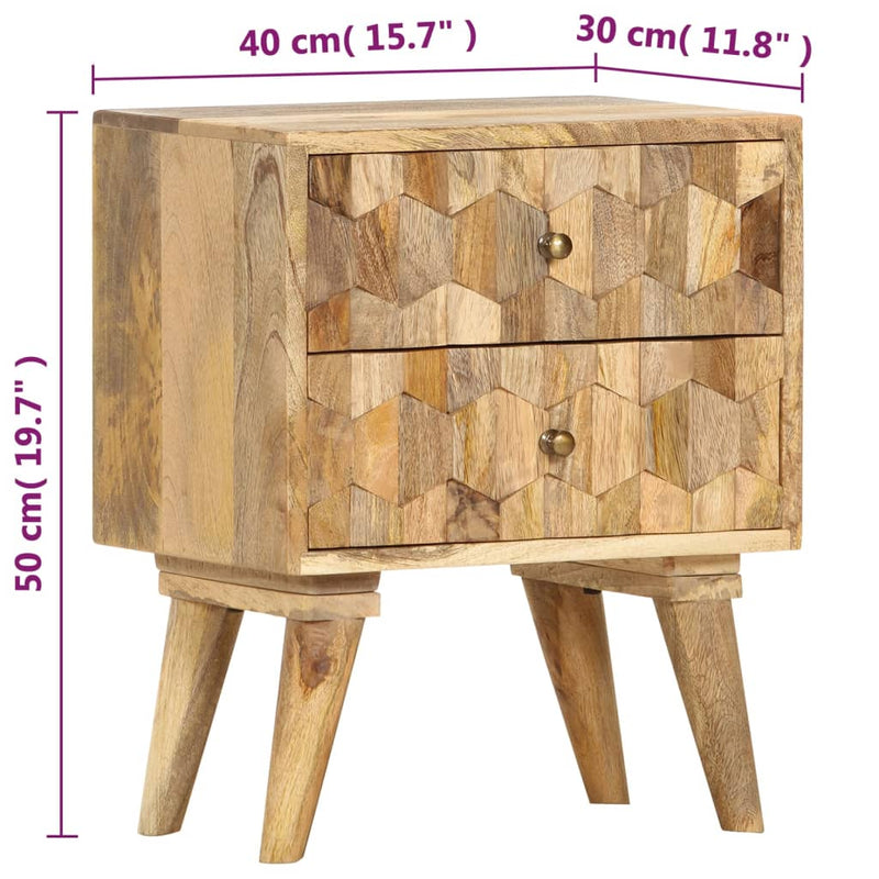 vidaXL Bedside Cabinet 40x30x50 cm Solid Mango Wood