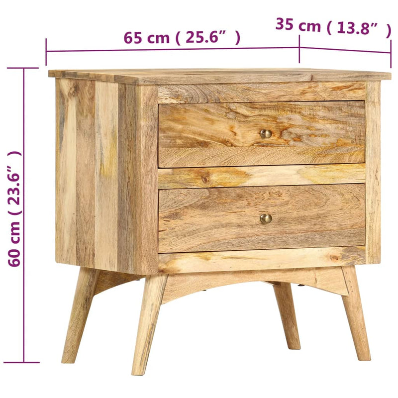 vidaXL Bedside Cabinet 65x35x60 cm Solid Mango Wood