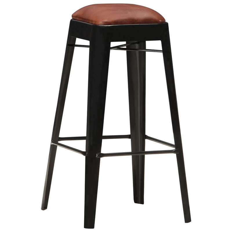 vidaXL Bar Stools 4 pcs Black Real Leather