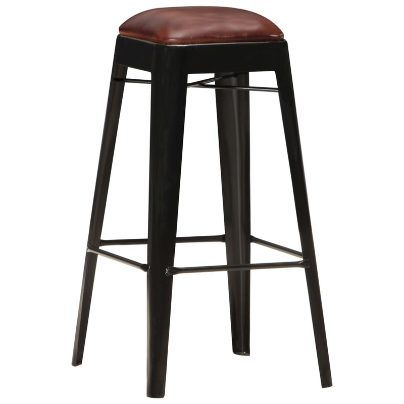 vidaXL Bar Stools 4 pcs Black Real Leather