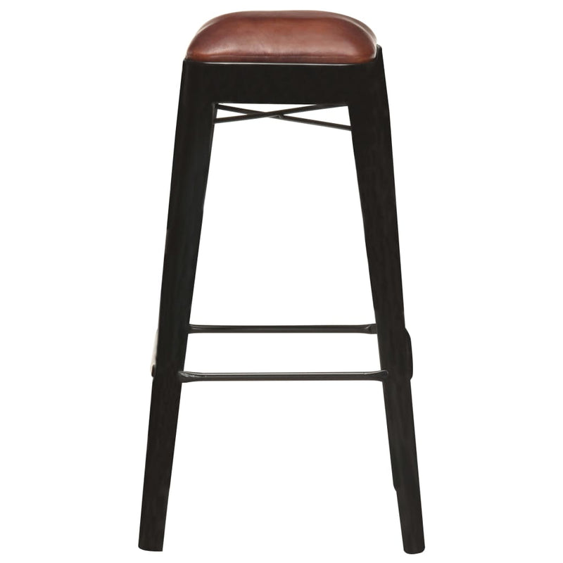 vidaXL Bar Stools 4 pcs Black Real Leather
