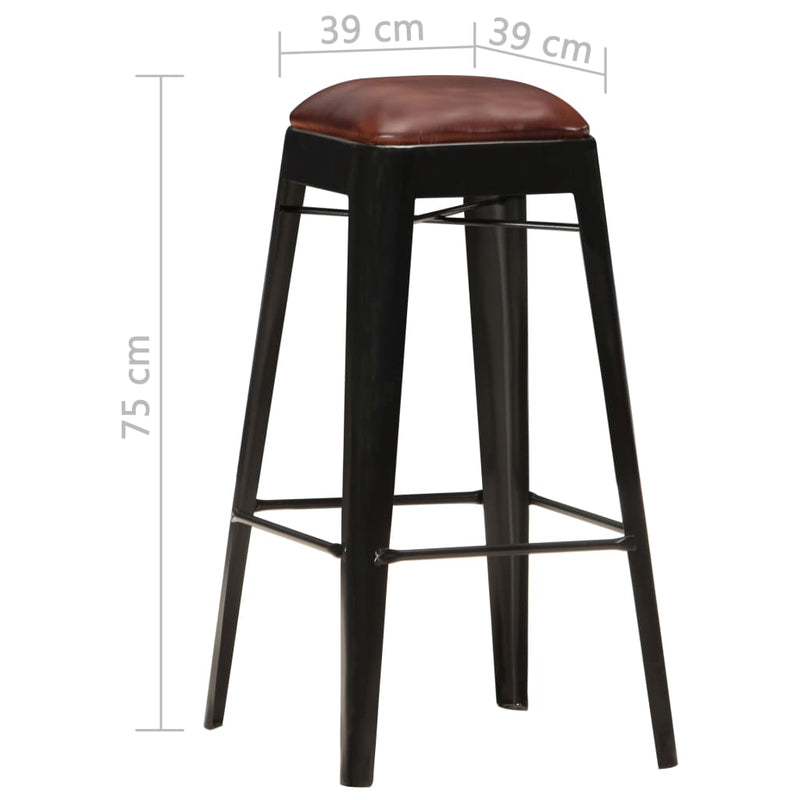 vidaXL Bar Stools 4 pcs Black Real Leather