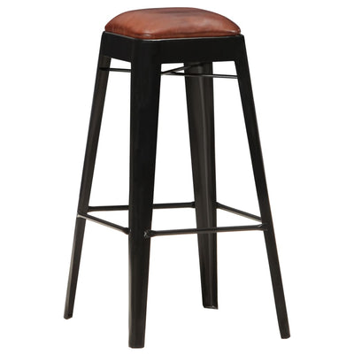vidaXL Bar Stools 4 pcs Black Real Leather