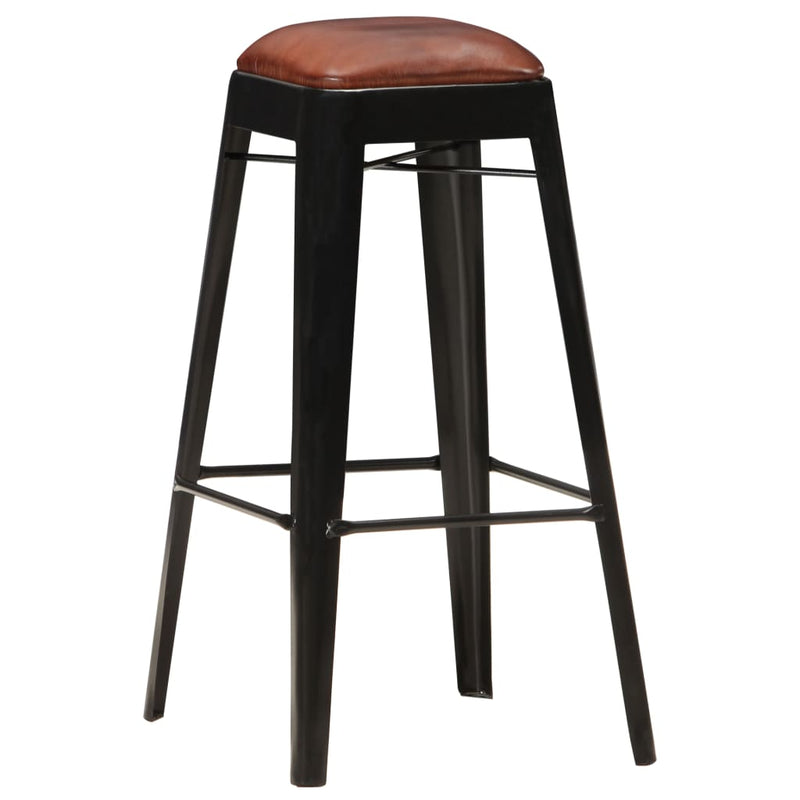 vidaXL Bar Stools 4 pcs Black Real Leather