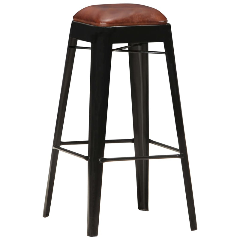vidaXL Bar Stools 4 pcs Black Real Leather