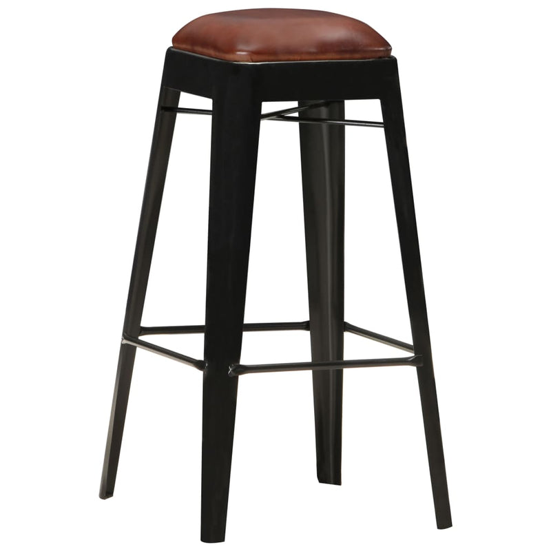 vidaXL Bar Stools 4 pcs Black Real Leather