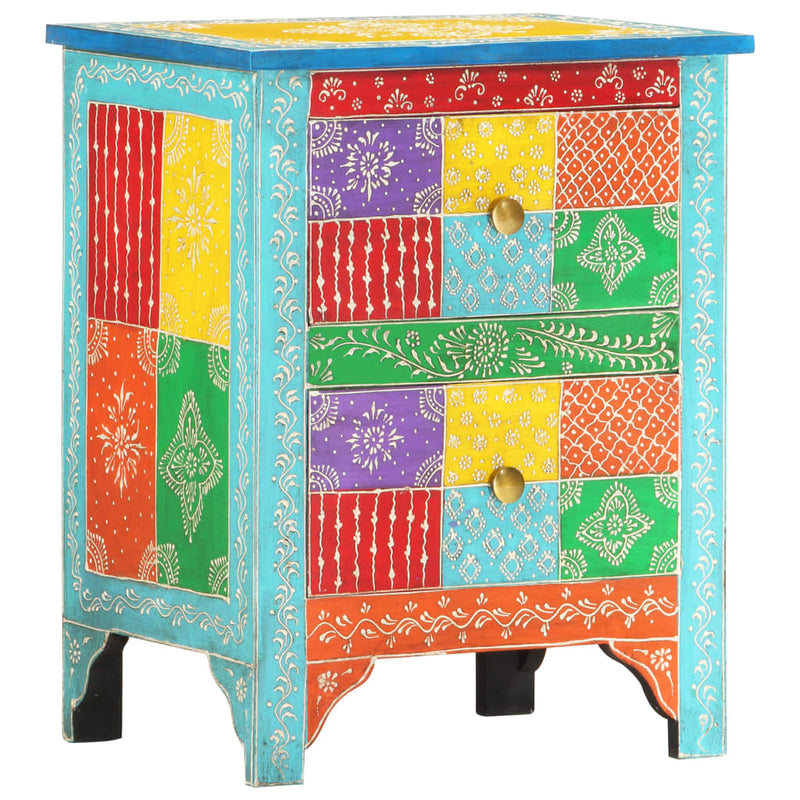 vidaXL Hand Painted Bedside Cabinet 40x30x50 cm Solid Mango Wood
