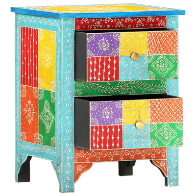 vidaXL Hand Painted Bedside Cabinet 40x30x50 cm Solid Mango Wood