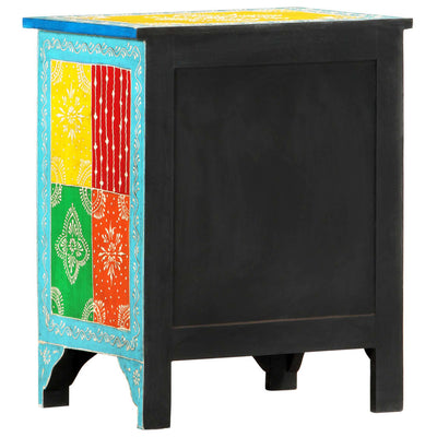 vidaXL Hand Painted Bedside Cabinet 40x30x50 cm Solid Mango Wood