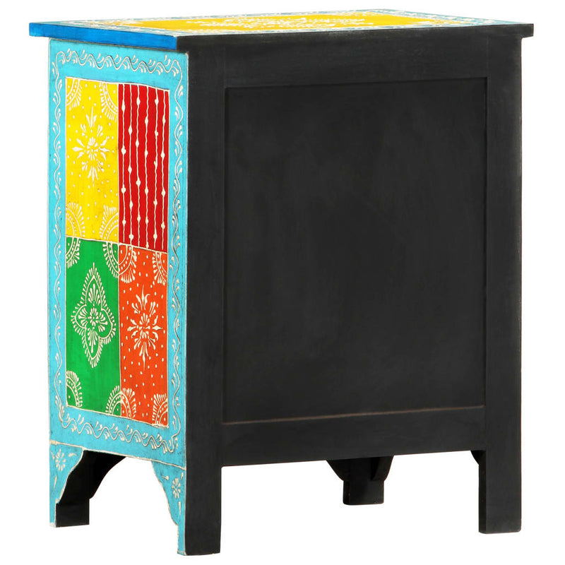 vidaXL Hand Painted Bedside Cabinet 40x30x50 cm Solid Mango Wood