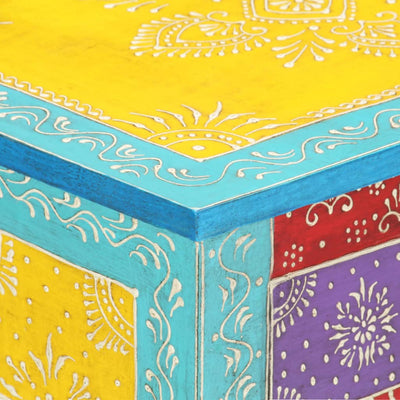 vidaXL Hand Painted Bedside Cabinet 40x30x50 cm Solid Mango Wood