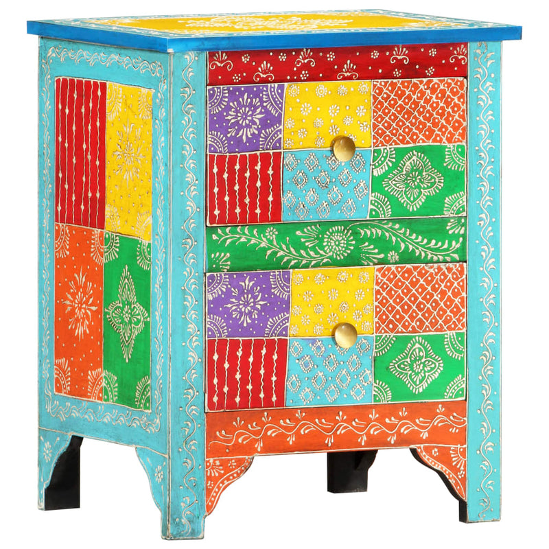 vidaXL Hand Painted Bedside Cabinet 40x30x50 cm Solid Mango Wood
