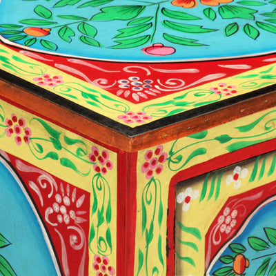 vidaXL Hand Painted Bedside Cabinet 40x30x50 cm Solid Mango Wood