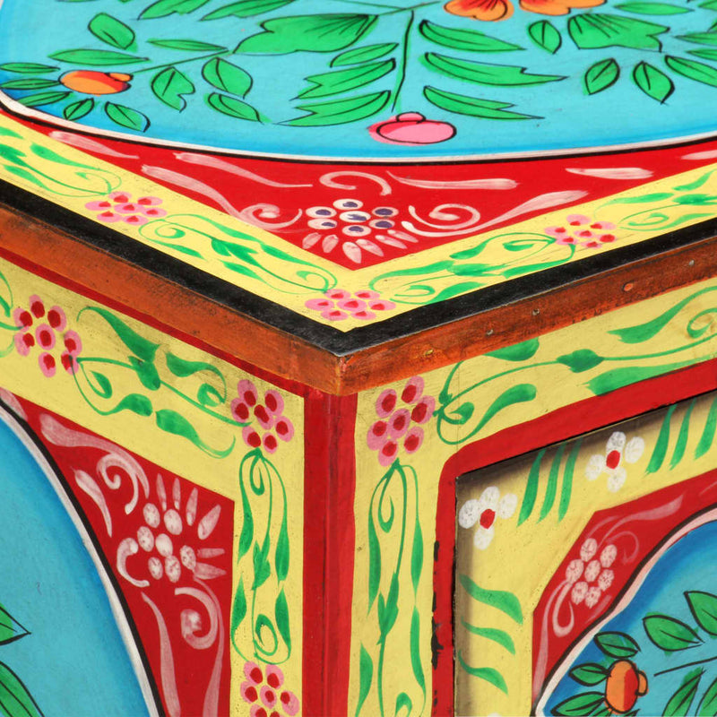 vidaXL Hand Painted Bedside Cabinet 40x30x50 cm Solid Mango Wood