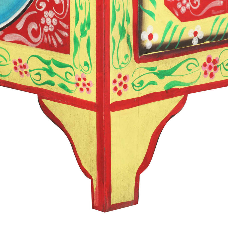 vidaXL Hand Painted Bedside Cabinet 40x30x50 cm Solid Mango Wood