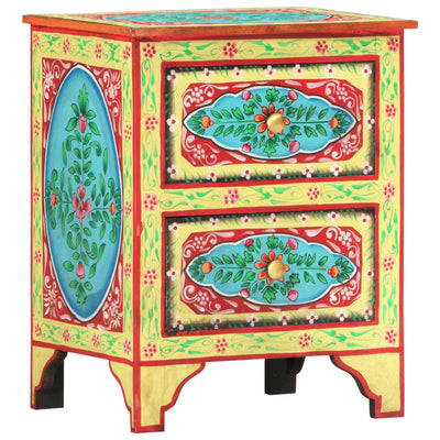 vidaXL Hand Painted Bedside Cabinet 40x30x50 cm Solid Mango Wood