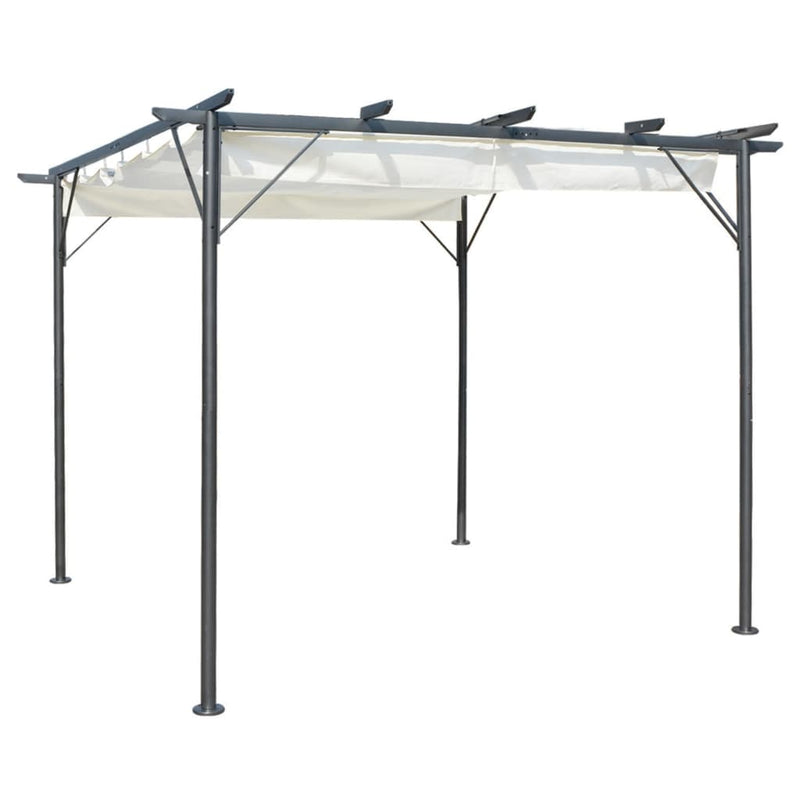 vidaXL Pergola with Retractable Roof Cream White 3x3 m Steel