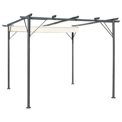 vidaXL Pergola with Retractable Roof Cream White 3x3 m Steel