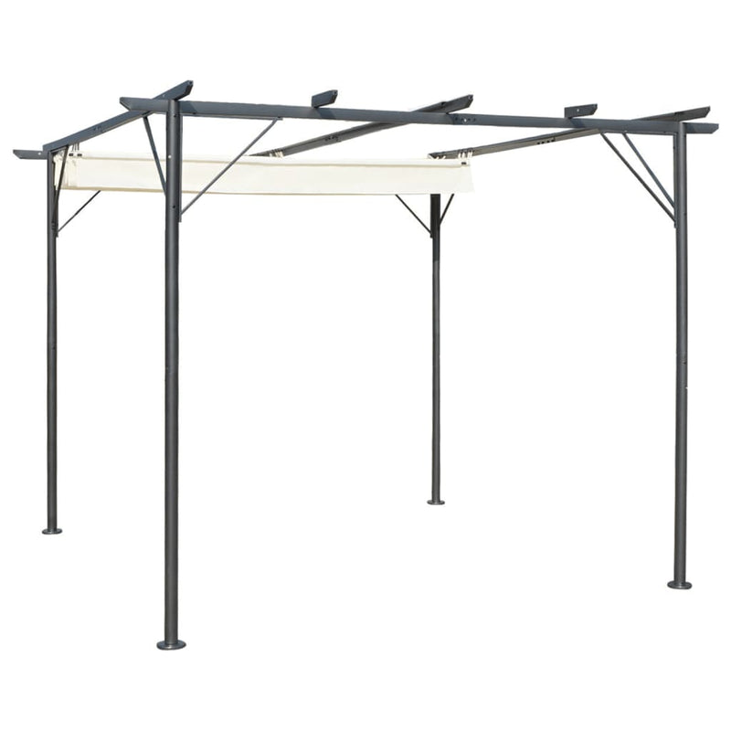 vidaXL Pergola with Retractable Roof Cream White 3x3 m Steel