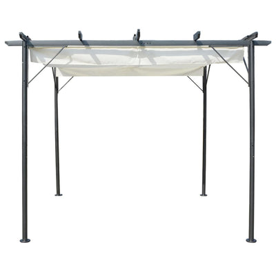 vidaXL Pergola with Retractable Roof Cream White 3x3 m Steel