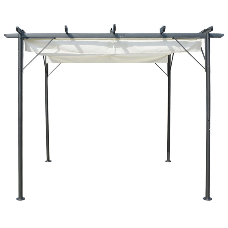 vidaXL Pergola with Retractable Roof Cream White 3x3 m Steel