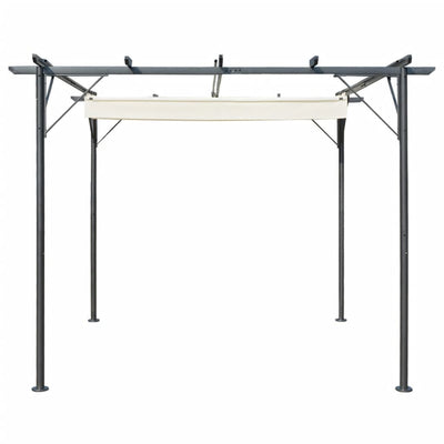vidaXL Pergola with Retractable Roof Cream White 3x3 m Steel