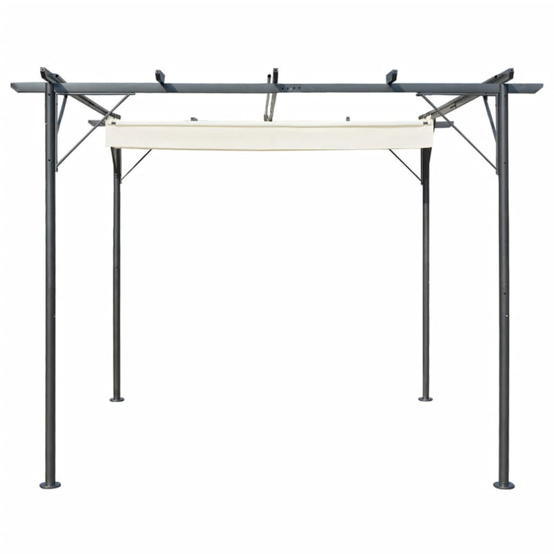 vidaXL Pergola with Retractable Roof Cream White 3x3 m Steel