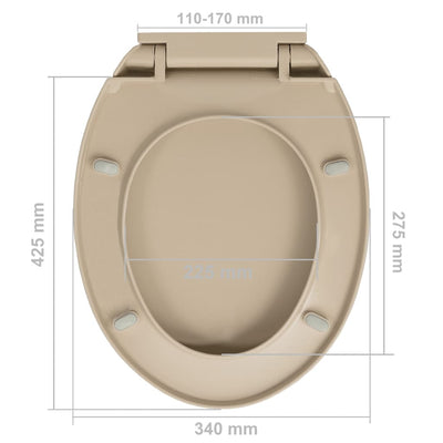 vidaXL Soft-Close Toilet Seat Beige Oval