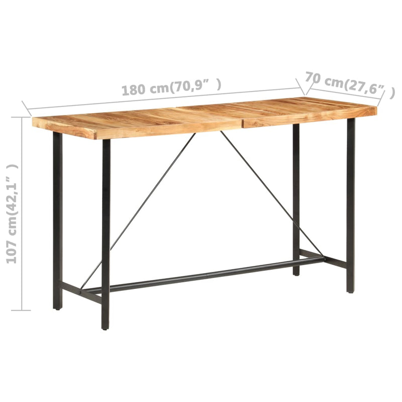 vidaXL Bar Table 180x70x107 cm Solid Acacia Wood