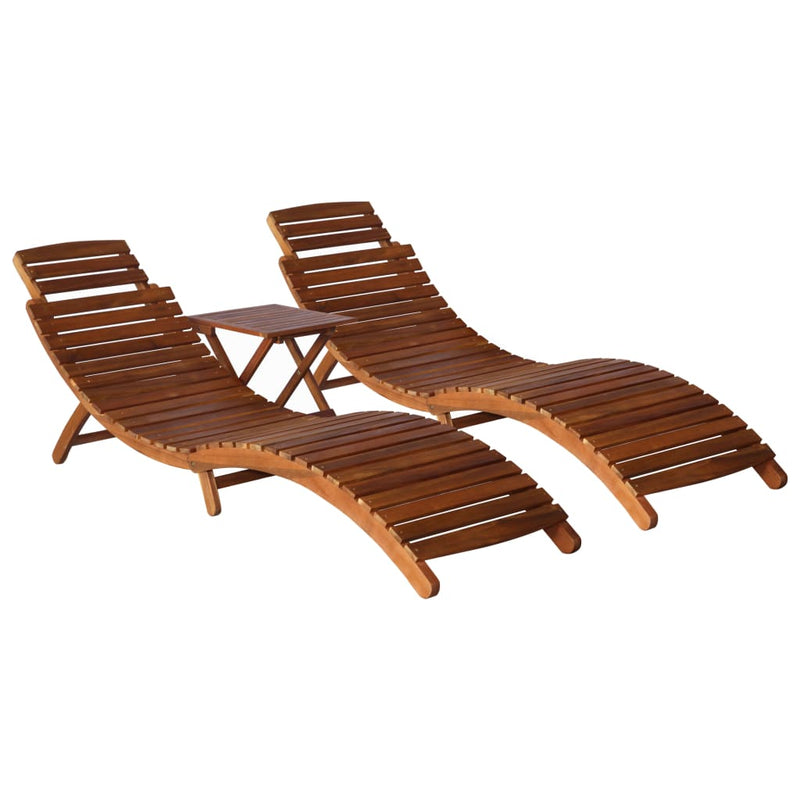 vidaXL 3 Piece Sunlounger with Tea Table Solid Wood Acacia