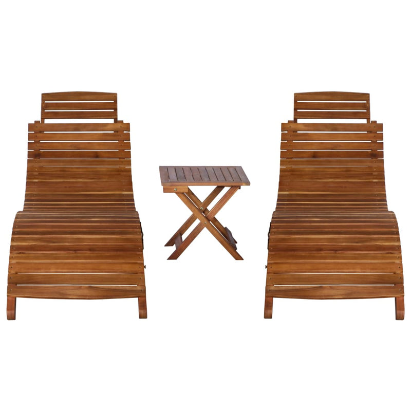 vidaXL 3 Piece Sunlounger with Tea Table Solid Wood Acacia