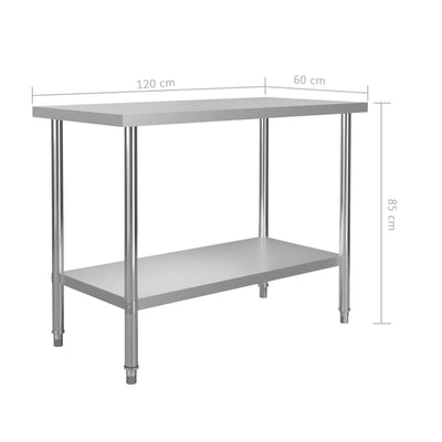 vidaXL Kitchen Work Table 100x60x85 cm Stainless Steel