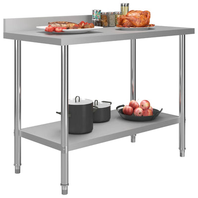 vidaXL Kitchen Work Table with Backsplash 100x60x93 cm Stainless Steel