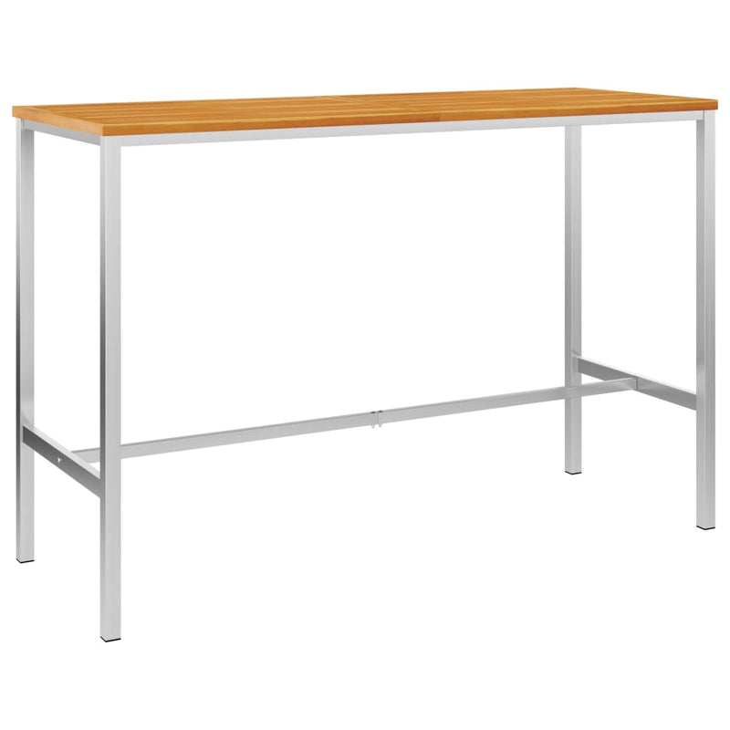 vidaXL Bar Table 160x60x105 cm Solid Acacia Wood and Stainless Steel